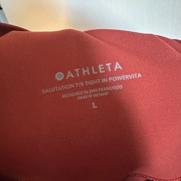 Athleta Orange Salutation Stash Pocket II Twist 7/8 Tight Powervita Leggings - Picture 10 of 12